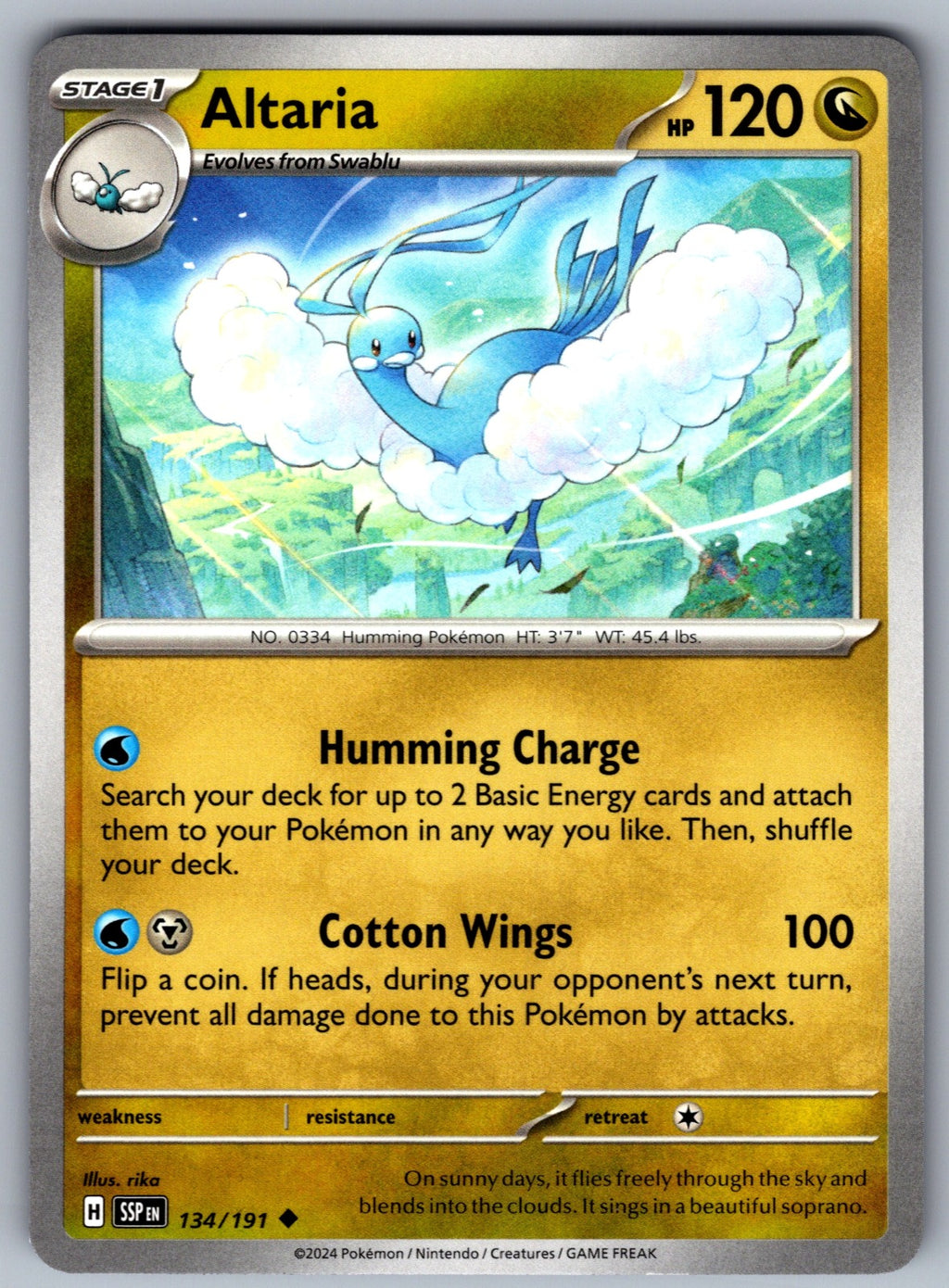 Altaria Uncommon SV08: Surging Sparks 134/191 NM 2024