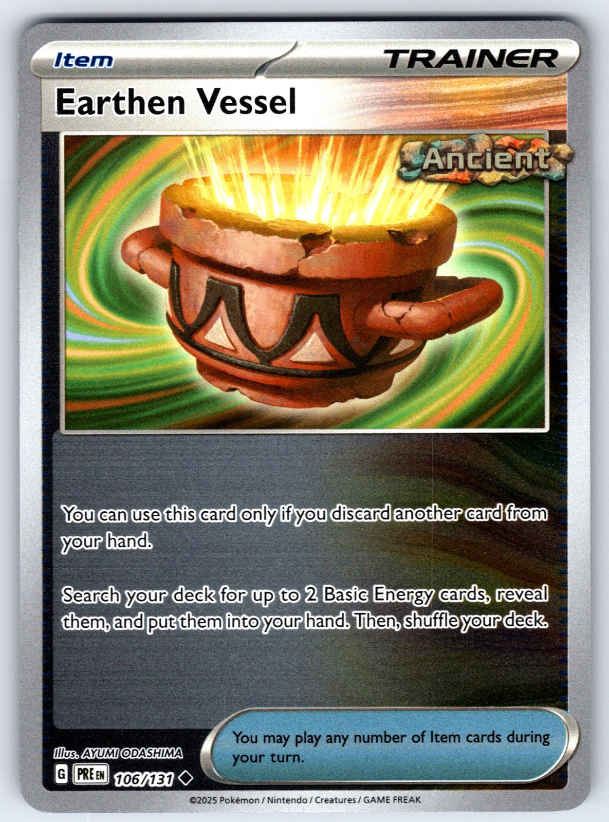 Earthen Vessel Reverse Holo Uncommon SV: Prismatic Evolutions 106/131 NM 2025