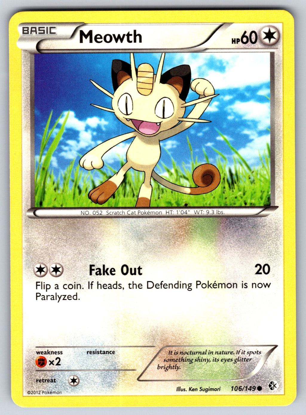 Meowth Common Boundaries Crossed 106/149 LP 2012