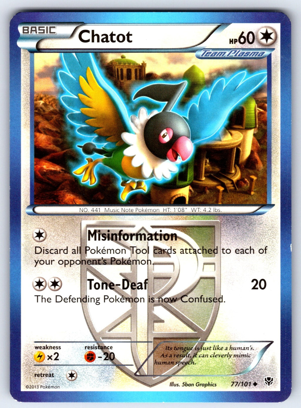 Chatot (Team Plasma) Uncommon Plasma Blast 77/101 LP 2013