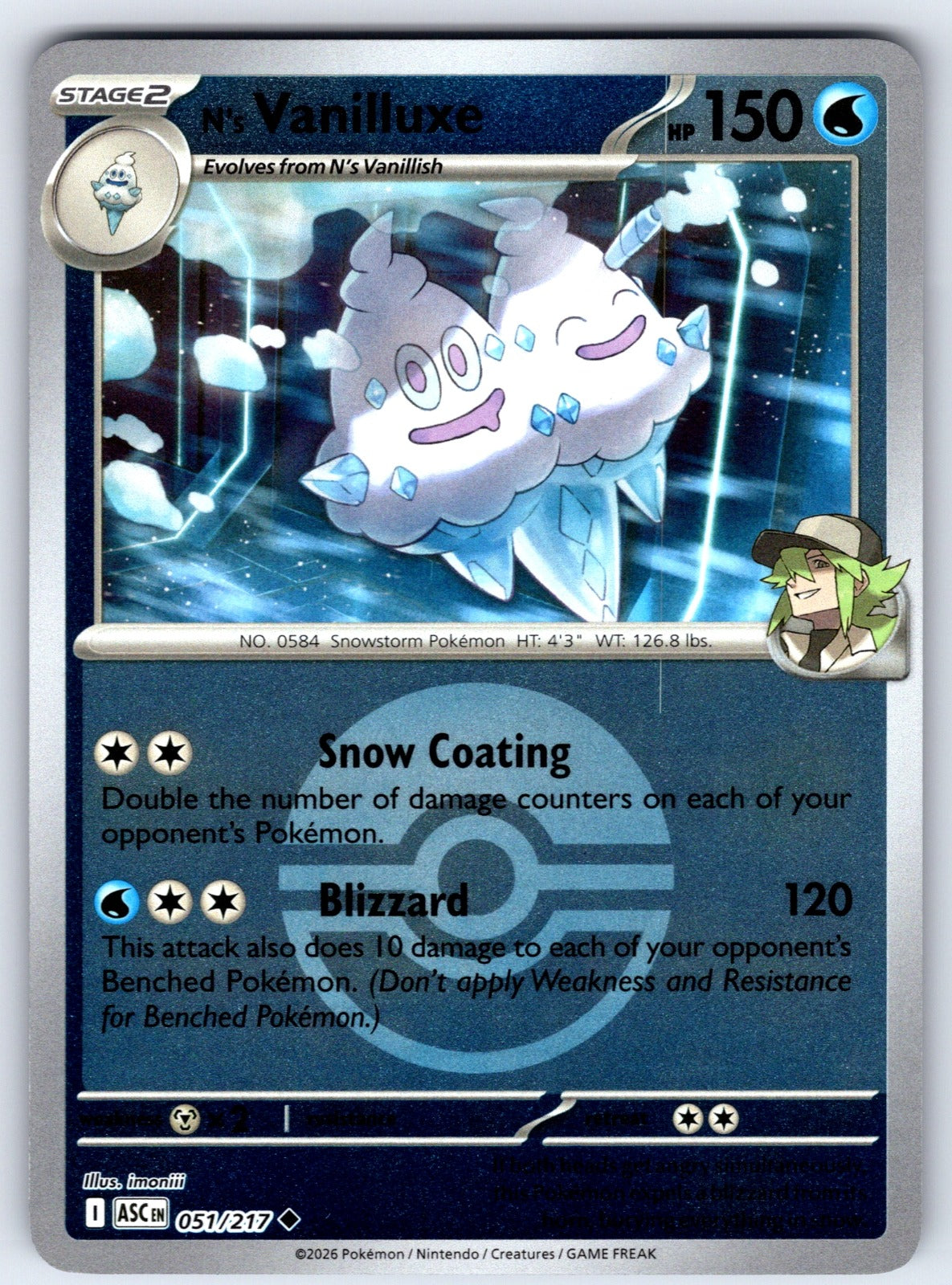 N's Vanilluxe (Poke Ball) Reverse Holo Uncommon ME: Ascended Heroes 051/217 NM 2