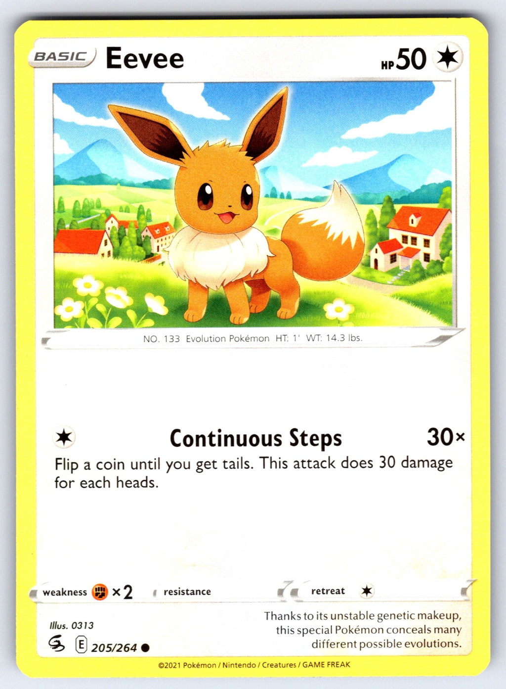 Eevee Common SWSH08: Fusion Strike 205/264 NM 2021