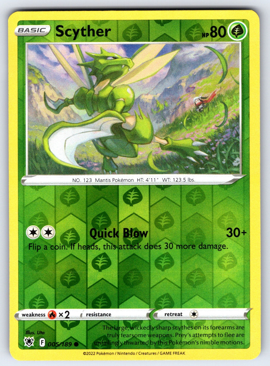Scyther (005) Reverse Holo Common SWSH10: Astral Radiance 005/189 NM 2022