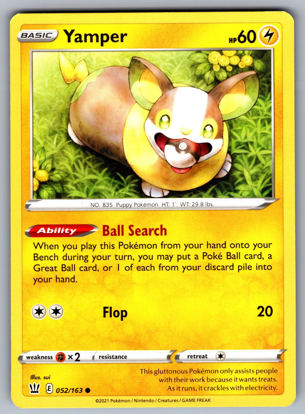 Yamper Common SWSH05: Battle Styles 052/163 NM 2021