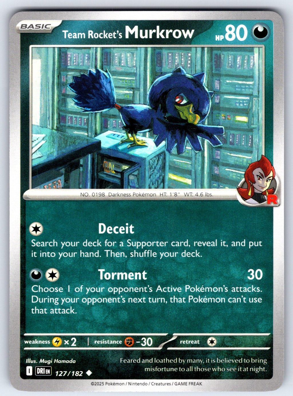 Team Rocket's Murkrow Uncommon SV10: Destined Rivals 127/182 NM 2025