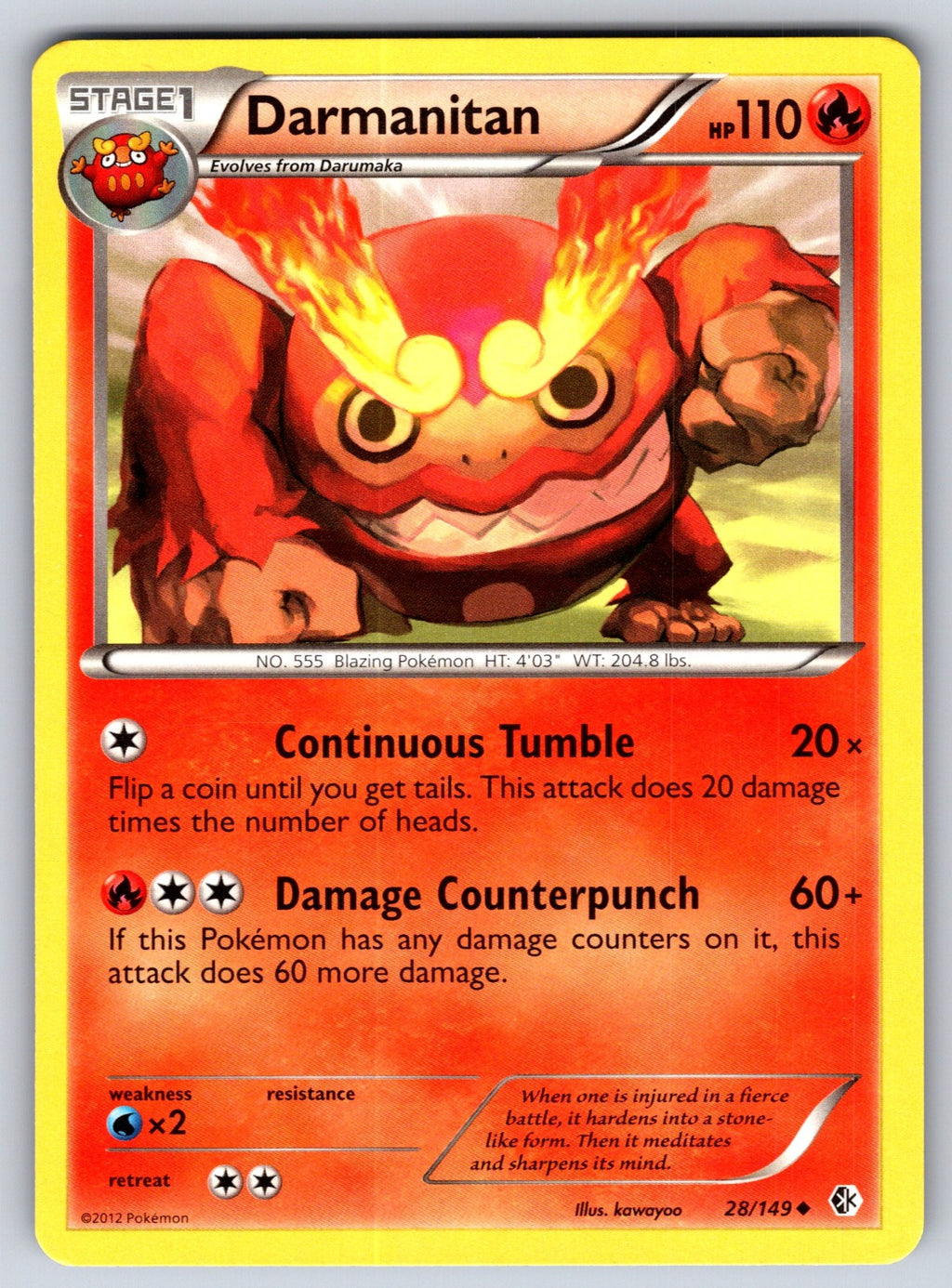 Darmanitan Uncommon Boundaries Crossed 28/149 LP 2012