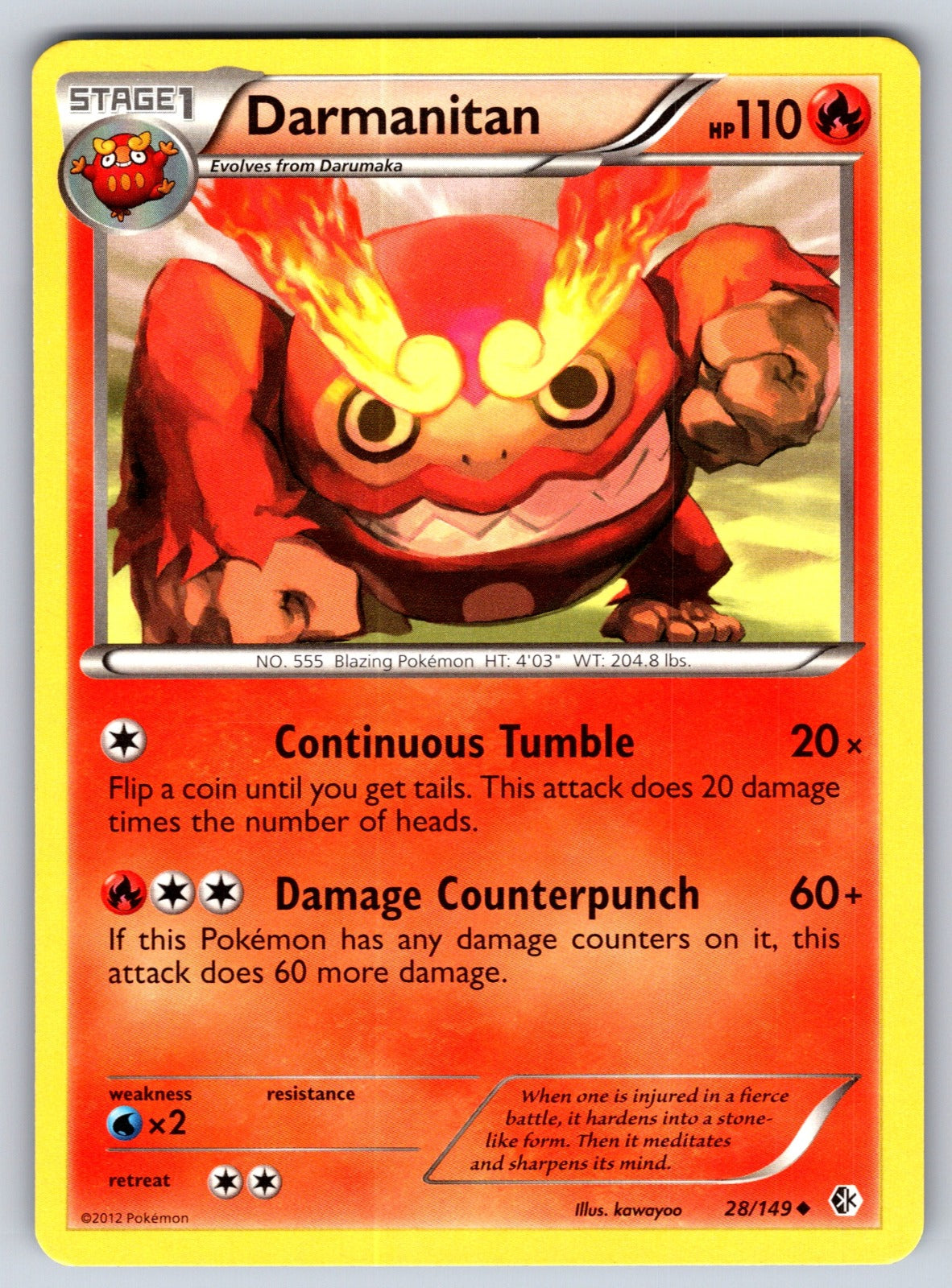 Darmanitan Uncommon Boundaries Crossed 28/149 LP 2012