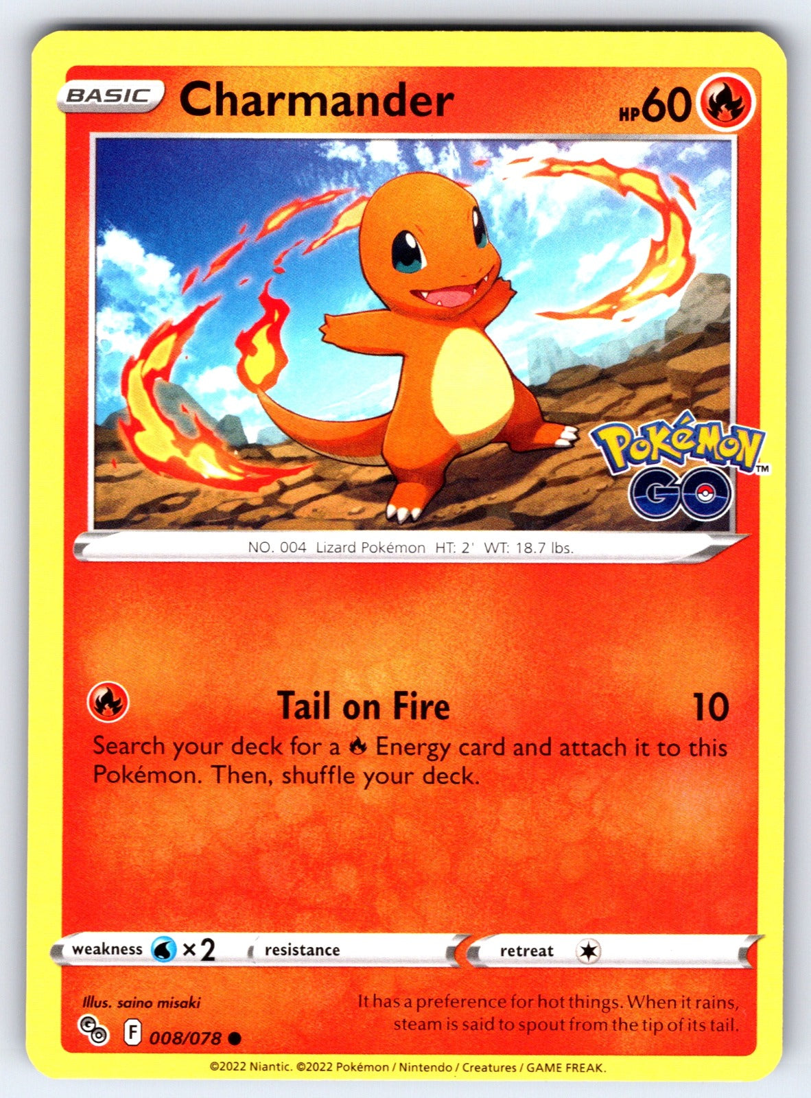 Charmander Common Pokemon GO 008/078 NM 2022