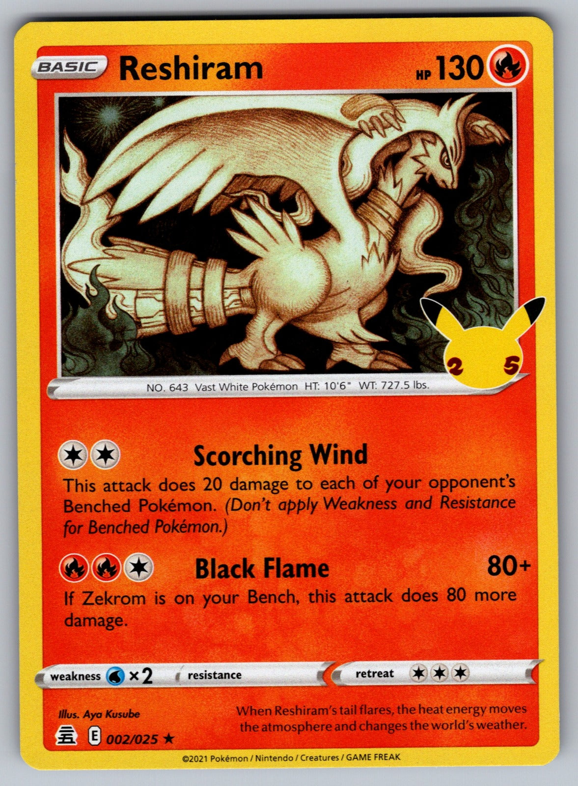 Reshiram Holo Rare Celebrations 002/025 NM 2021