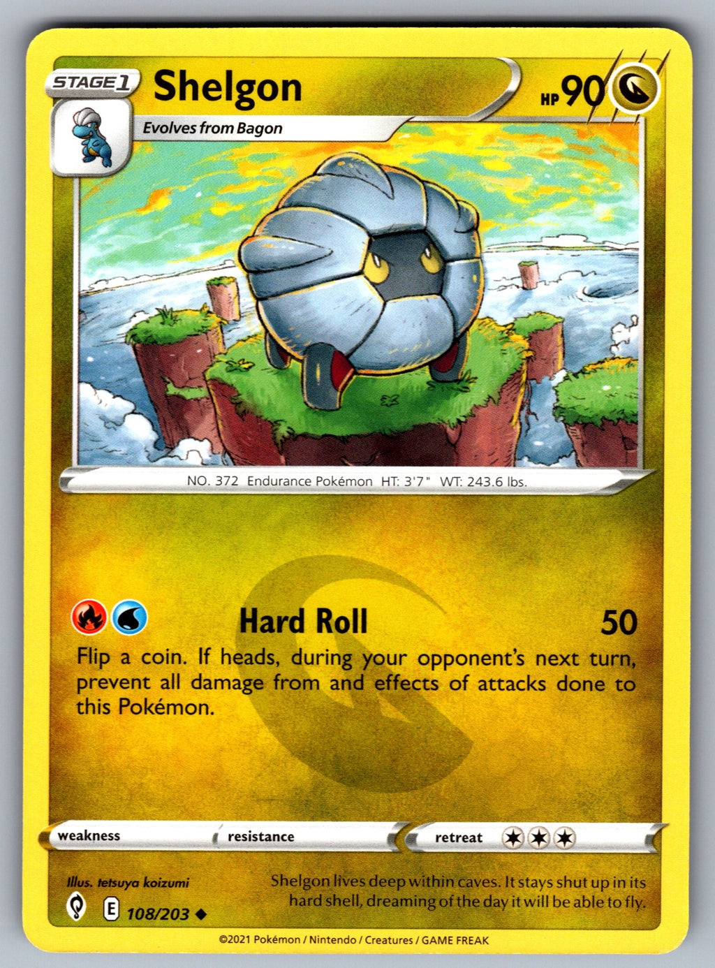Shelgon Uncommon SWSH07: Evolving Skies 108/203 NM 2021