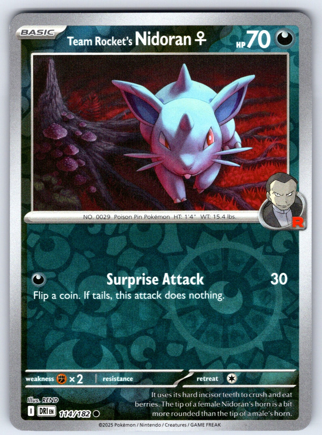 Team Rocket's Nidoran F Reverse Holo Common SV10: Destined Rivals 114/182 NM 202