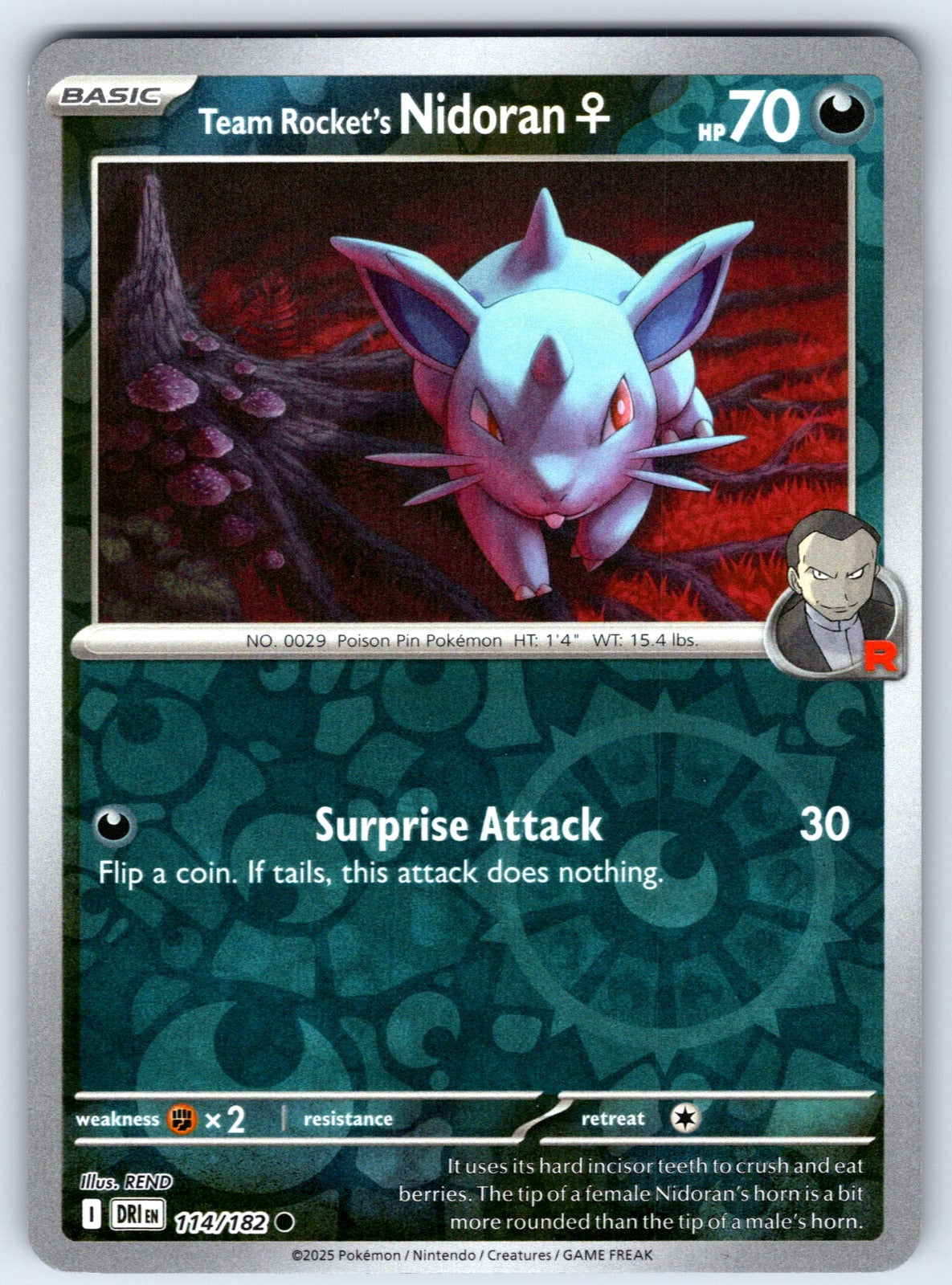 Team Rocket's Nidoran F Reverse Holo Common SV10: Destined Rivals 114/182 NM 202