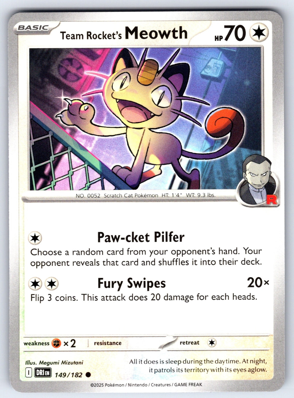 Team Rocket's Meowth Common SV10: Destined Rivals 149/182 NM 2025