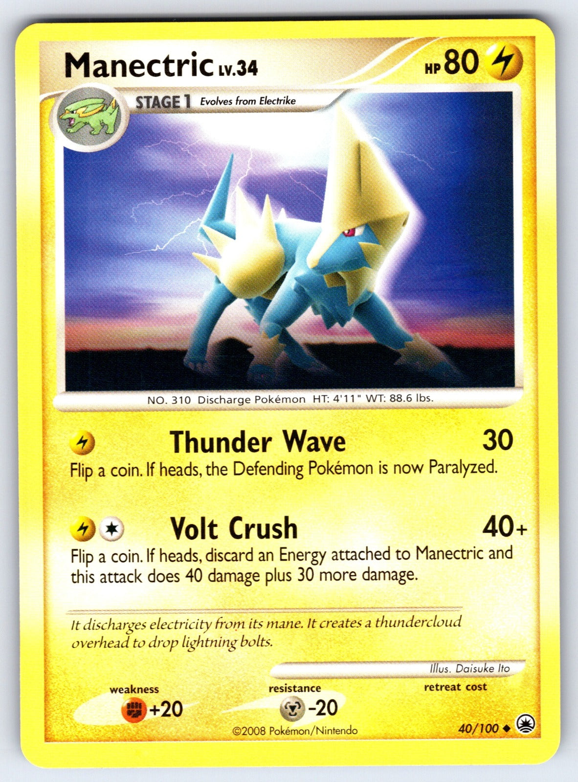 Manectric Uncommon Majestic Dawn 40/100 LP 2008