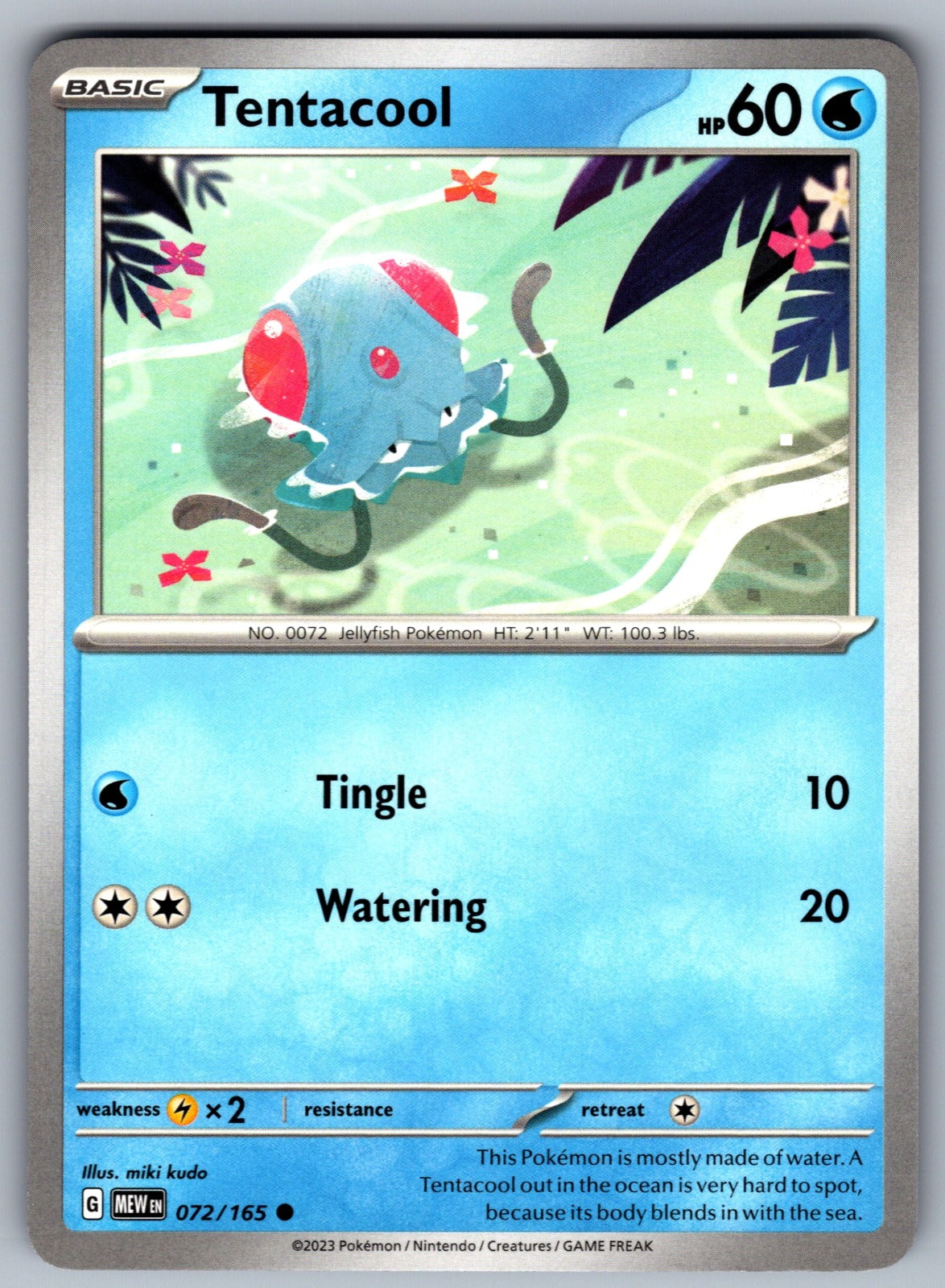 Tentacool Common SV: Scarlet & Violet 151 072/165 NM 2023