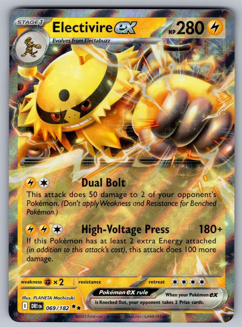 Electivire ex Holo Double Rare SV10: Destined Rivals 069/182 NM 2025