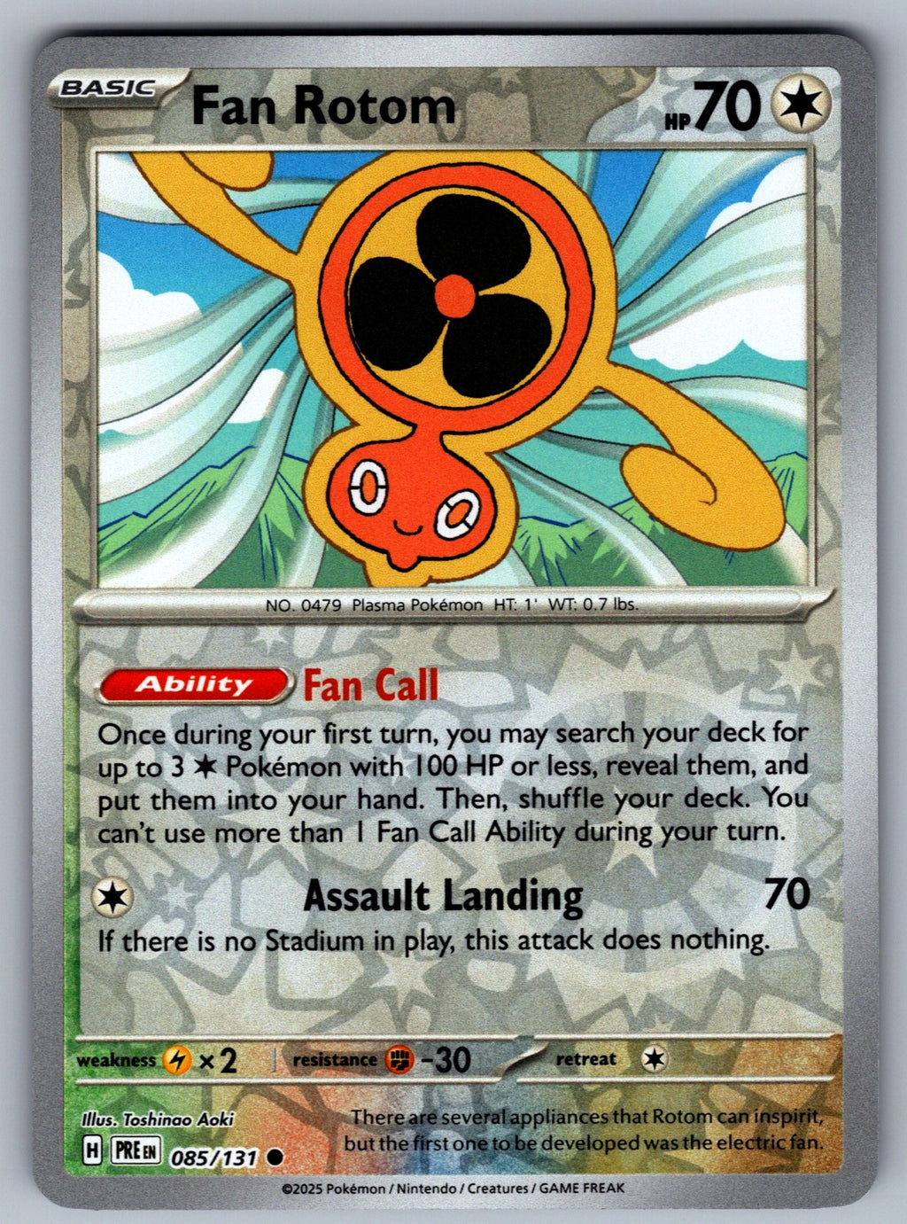Fan Rotom Reverse Holo Common SV: Prismatic Evolutions 085/131 NM 2025