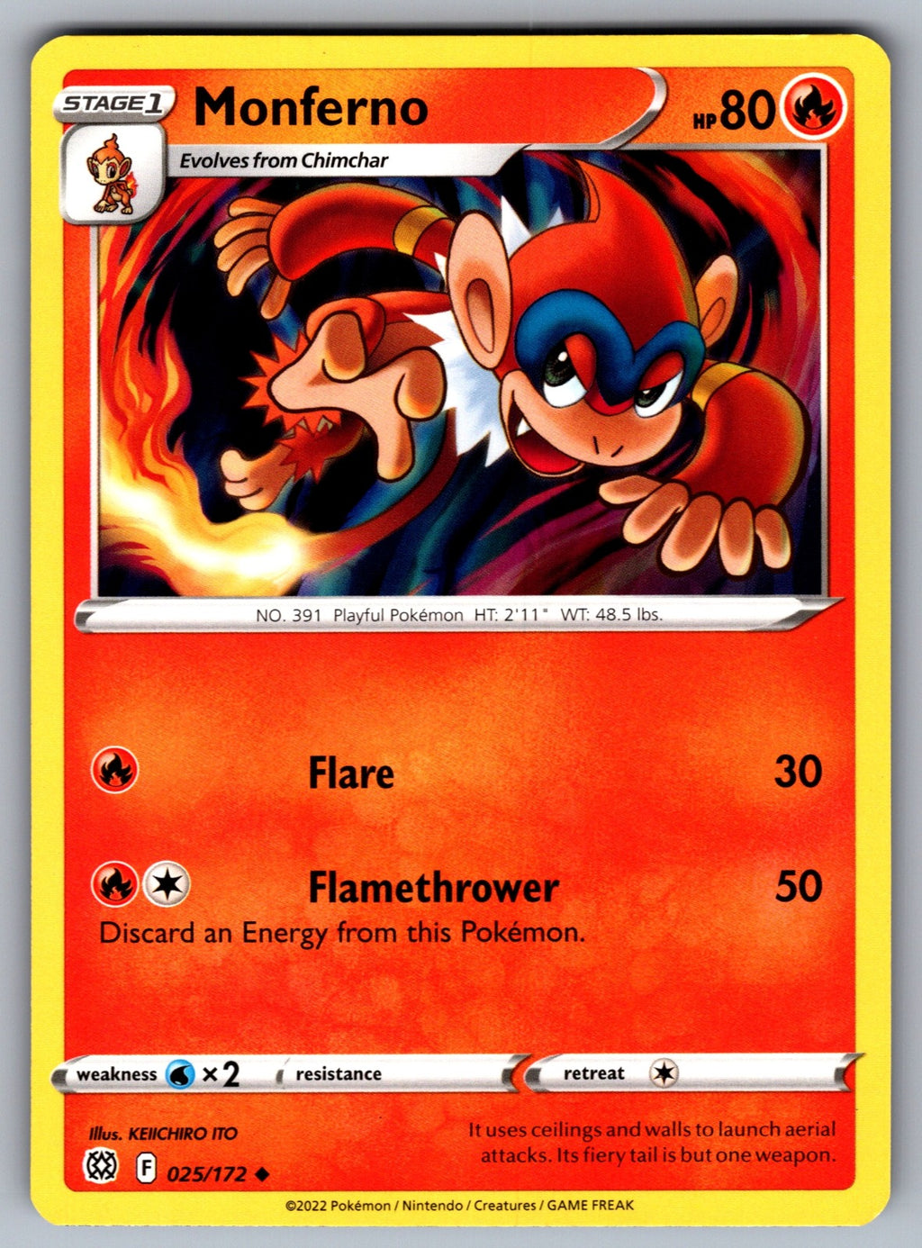 Monferno Uncommon SWSH09: Brilliant Stars 025/172 NM 2022