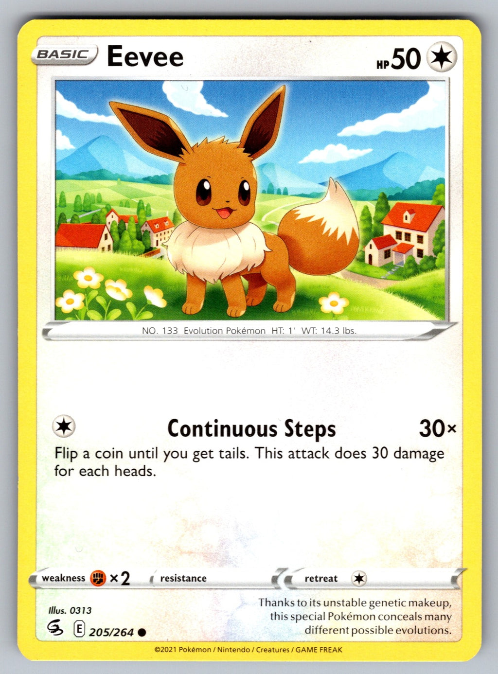 Eevee Common SWSH08: Fusion Strike 205/264 NM 2021
