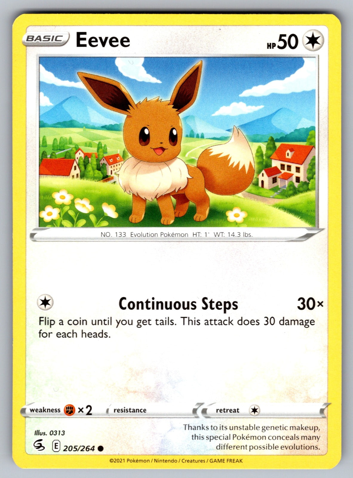 Eevee Common SWSH08: Fusion Strike 205/264 NM 2021