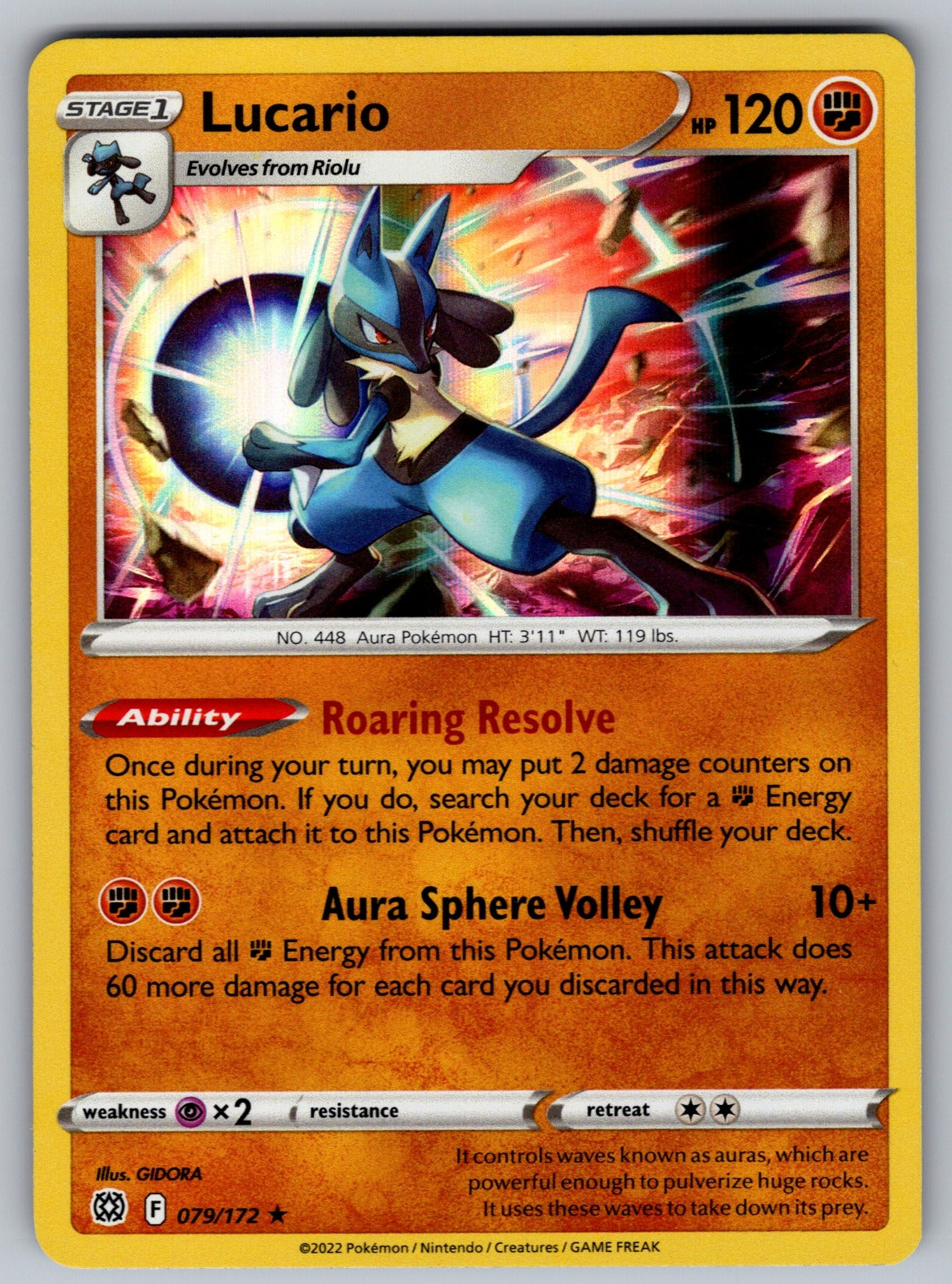 Lucario Holo Rare SWSH09: Brilliant Stars 079/172 NM 2022