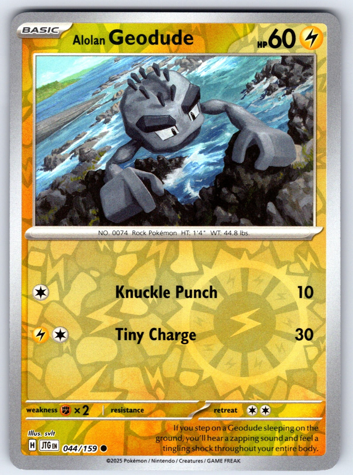 Alolan Geodude Reverse Holo Common SV09: Journey Together 044/159 NM 2025