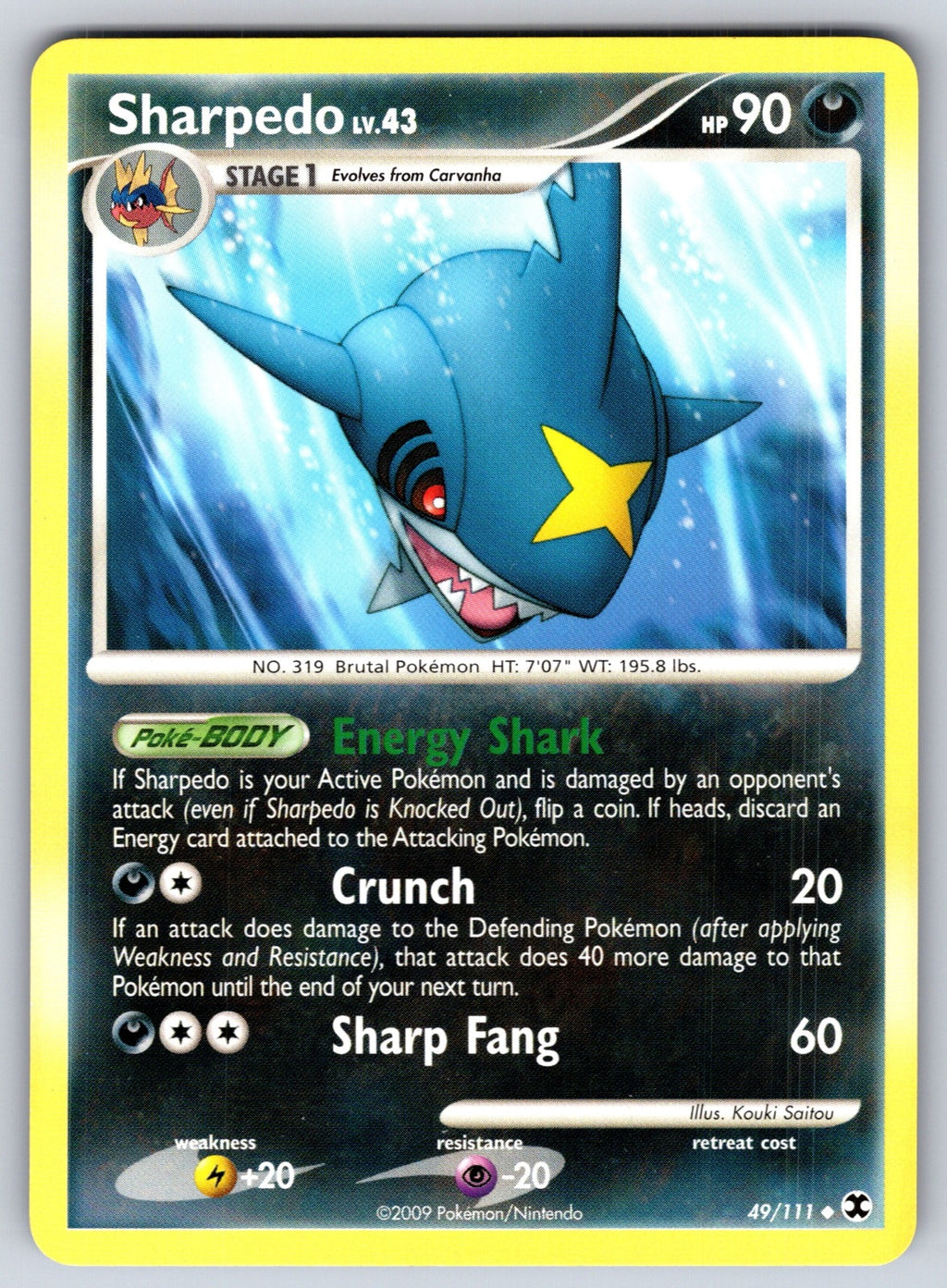 Sharpedo Uncommon Rising Rivals 49/111 LP 2009