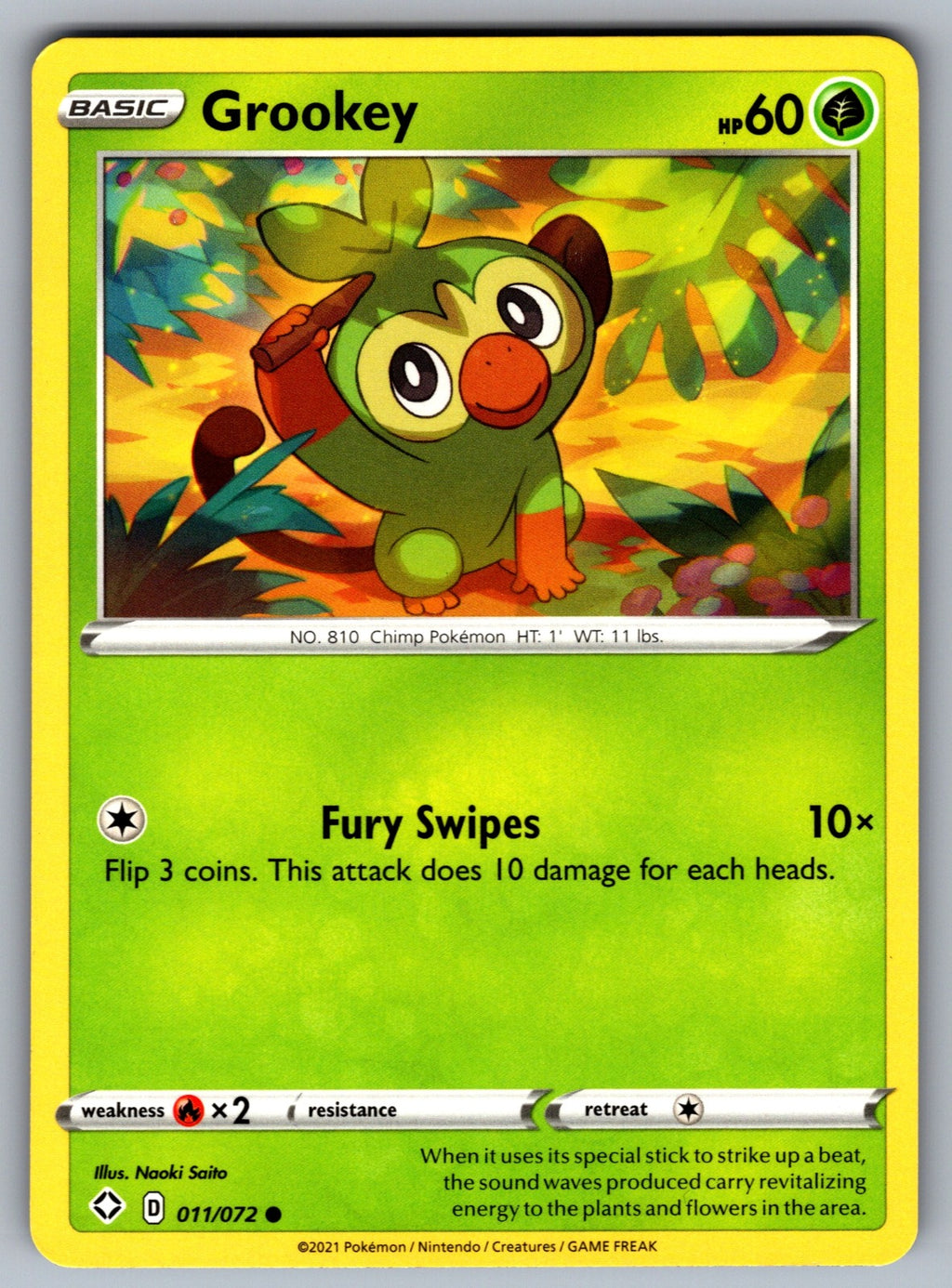 Grookey Common Shining Fates 011/072 NM 2021