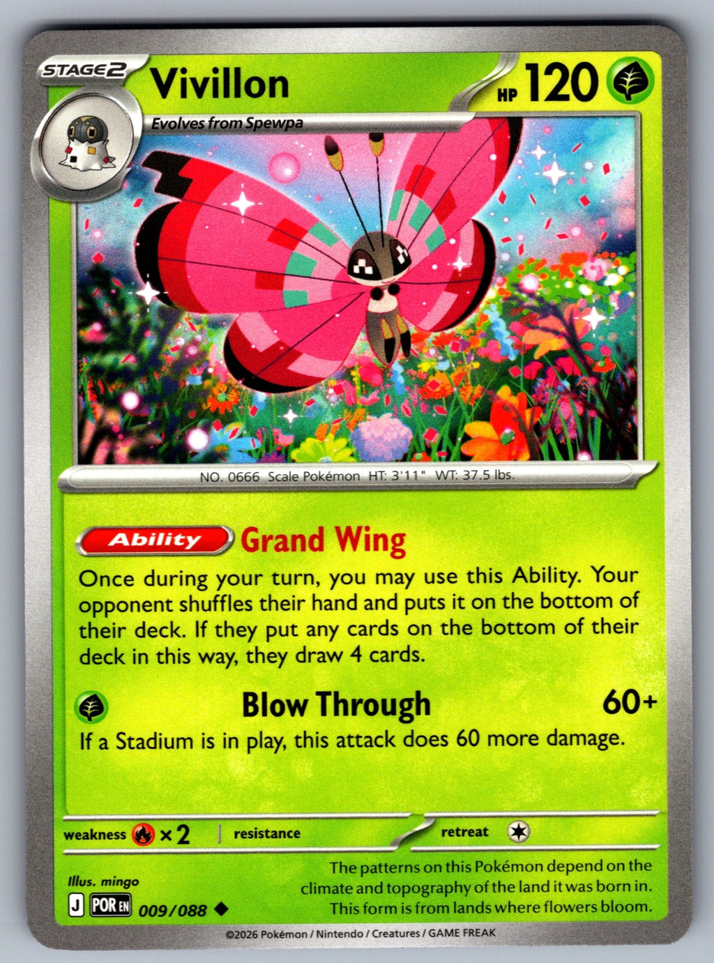 Vivillon Uncommon ME03: Perfect Order 009/088 NM 2026