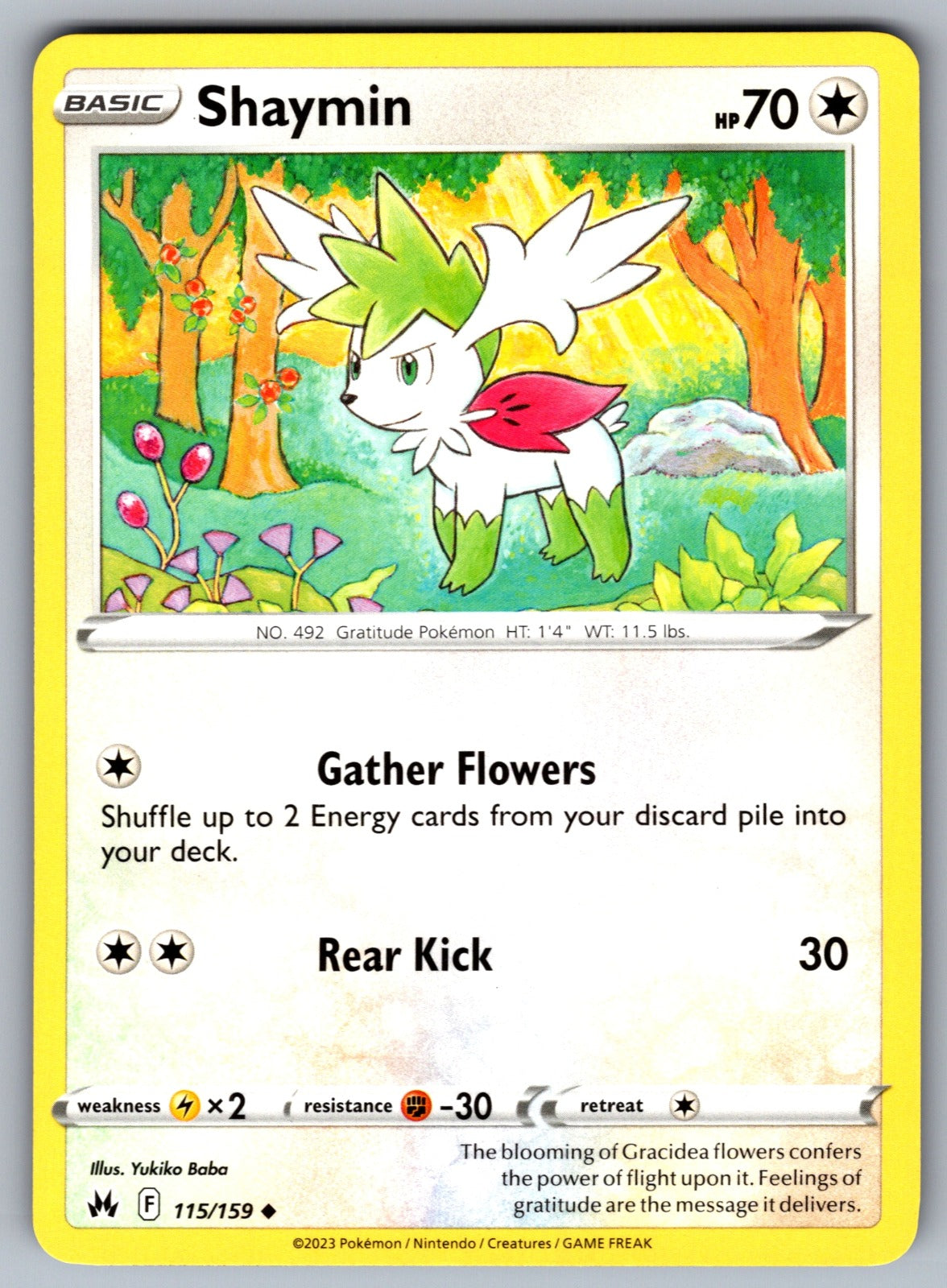 Shaymin Uncommon SWSH: Crown Zenith 115/159 NM 2023