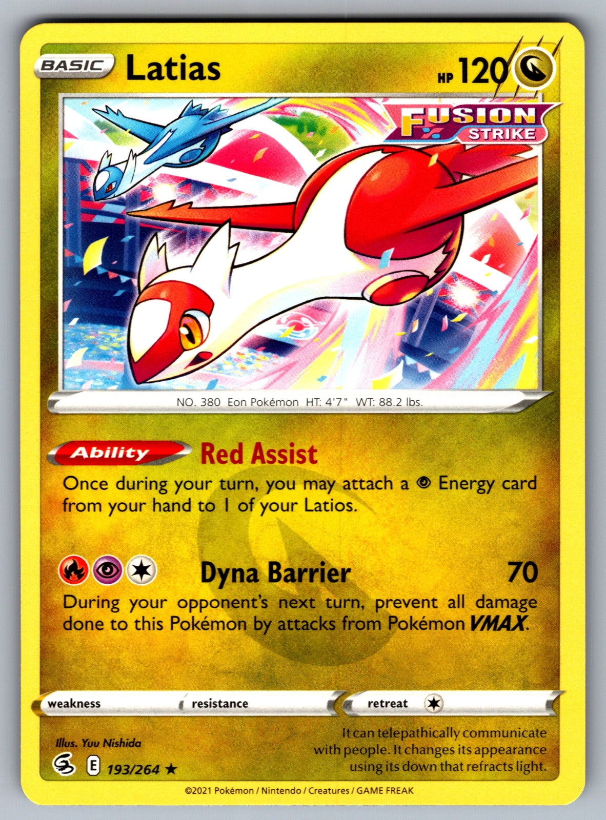 Latias Rare SWSH08: Fusion Strike 193/264 NM 2021