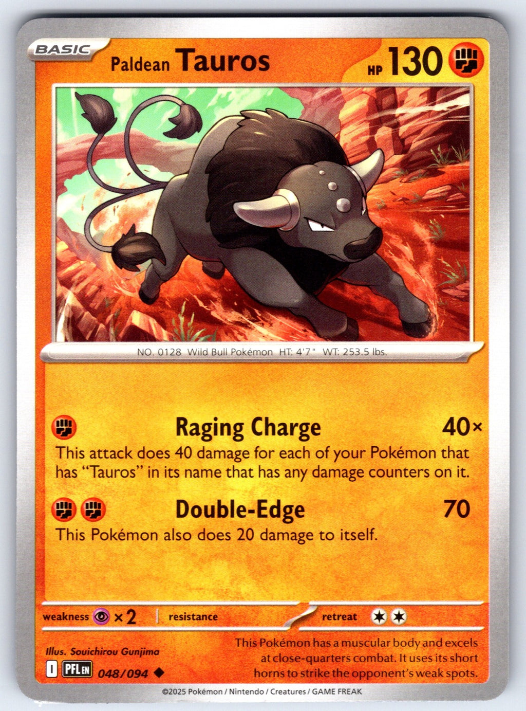 Paldean Tauros Uncommon ME02: Phantasmal Flames 048/094 NM 2025