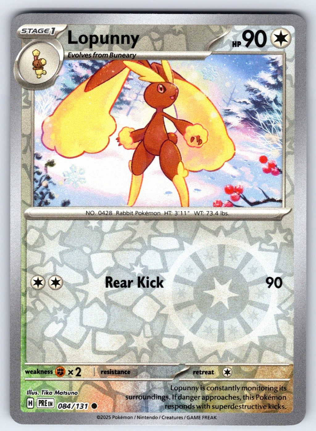 Lopunny Reverse Holo Common SV: Prismatic Evolutions 084/131 NM 2025