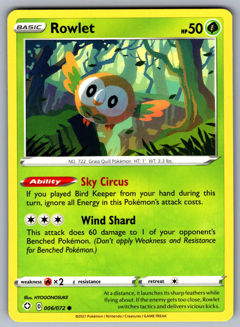 Rowlet Common Shining Fates 006/072 NM 2021