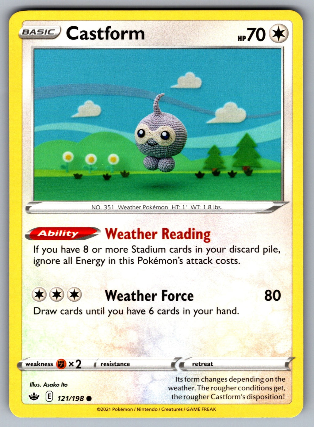 Castform Common SWSH06: Chilling Reign 121/198 NM 2021