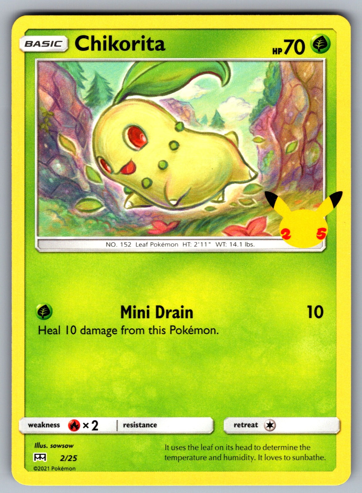 Chikorita - 2/25 Promo McDonald's 25th Anniversary Promos 002/025 NM 2021
