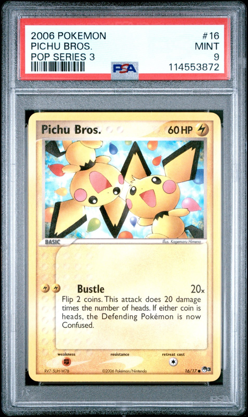 2006 POKEMON POP SERIES 3 #16 PICHU BROS. POP SERIES 3 PSA 9