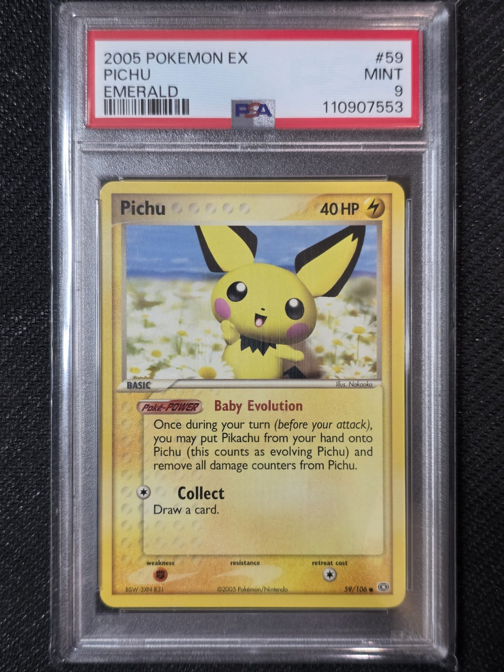 2005 Pokémon Ex Pichu #59 Emerald PSA 9