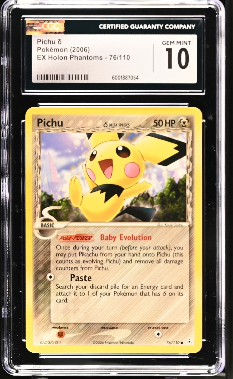 Pokémon Pichu EX Holon Phantoms 76/110 Delta Species CGC Gem Mint 10 2006