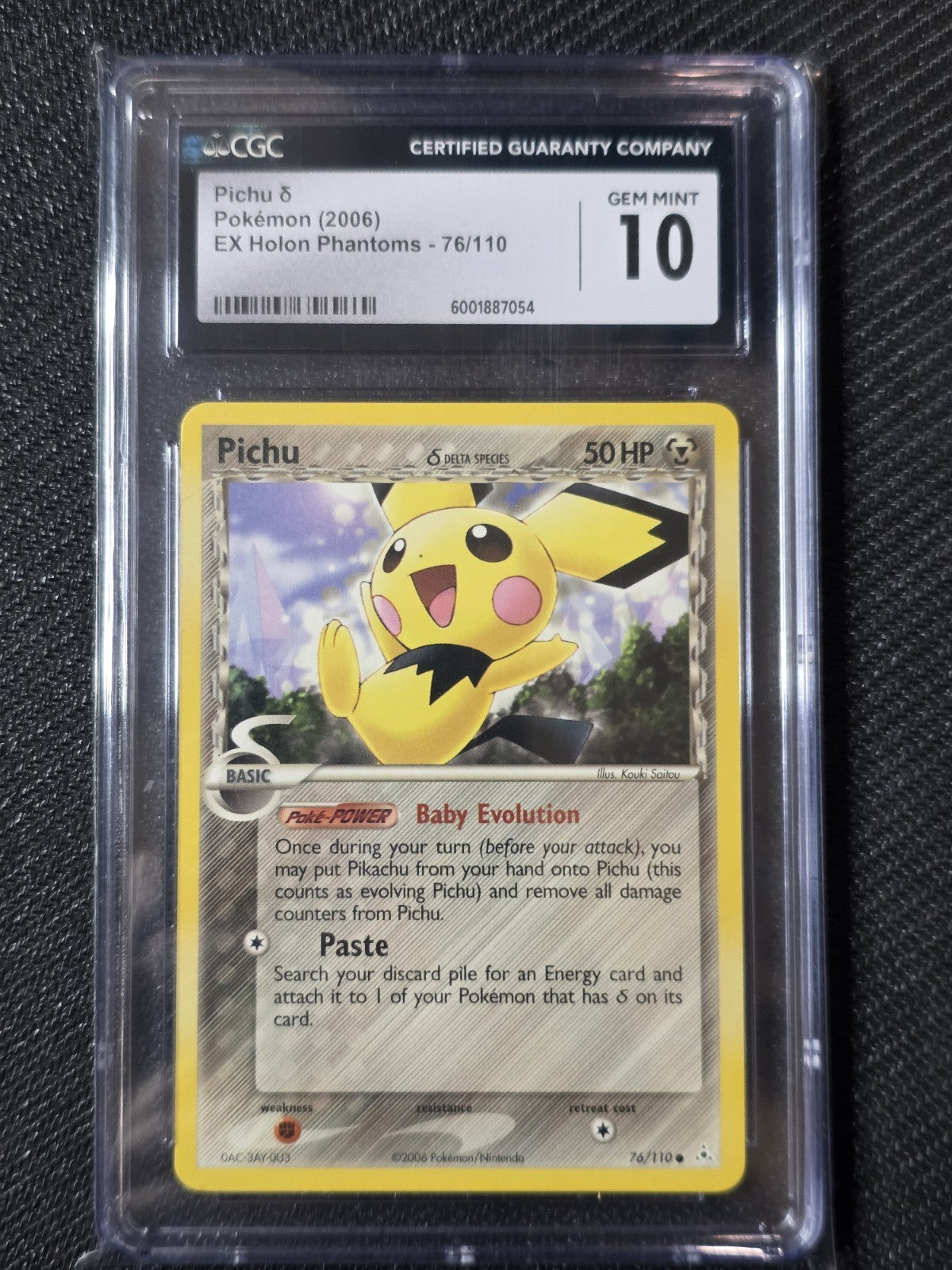 PICHU 76/110 - 2006 Pokemon EX Holon Phantoms (Non Holo) - CGC 10 Delta Species