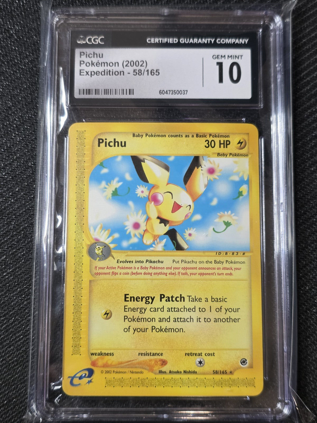 CGC 10 GEM MINT Pichu 2002 Expedition 58/165 Non-Holo Rare Pokemon Card Psa