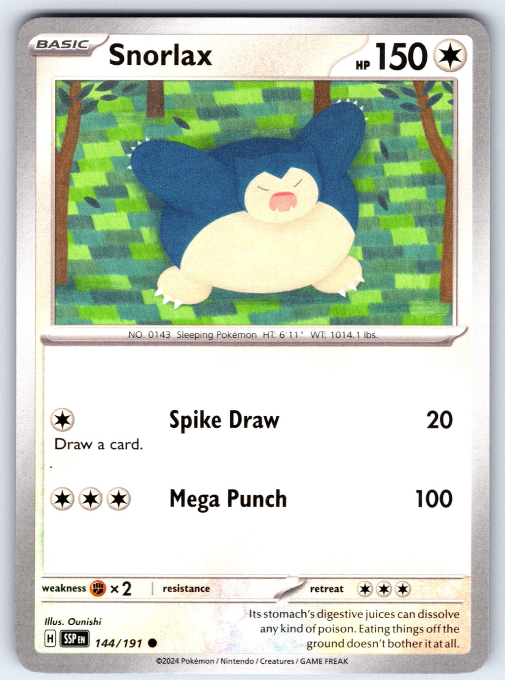 Snorlax Common SV08: Surging Sparks 144/191 NM 2024