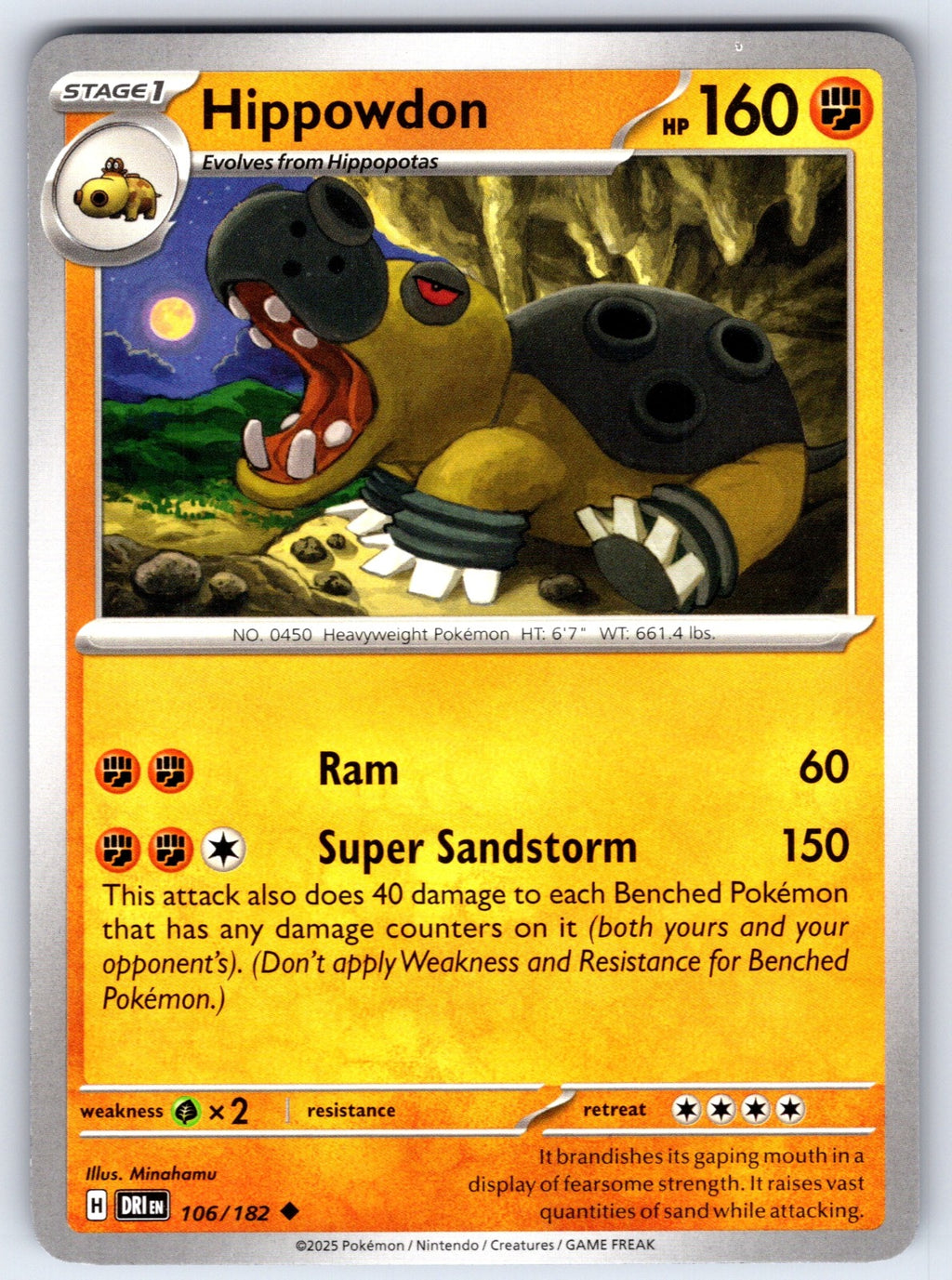 Hippowdon Uncommon SV10: Destined Rivals 106/182 NM 2025