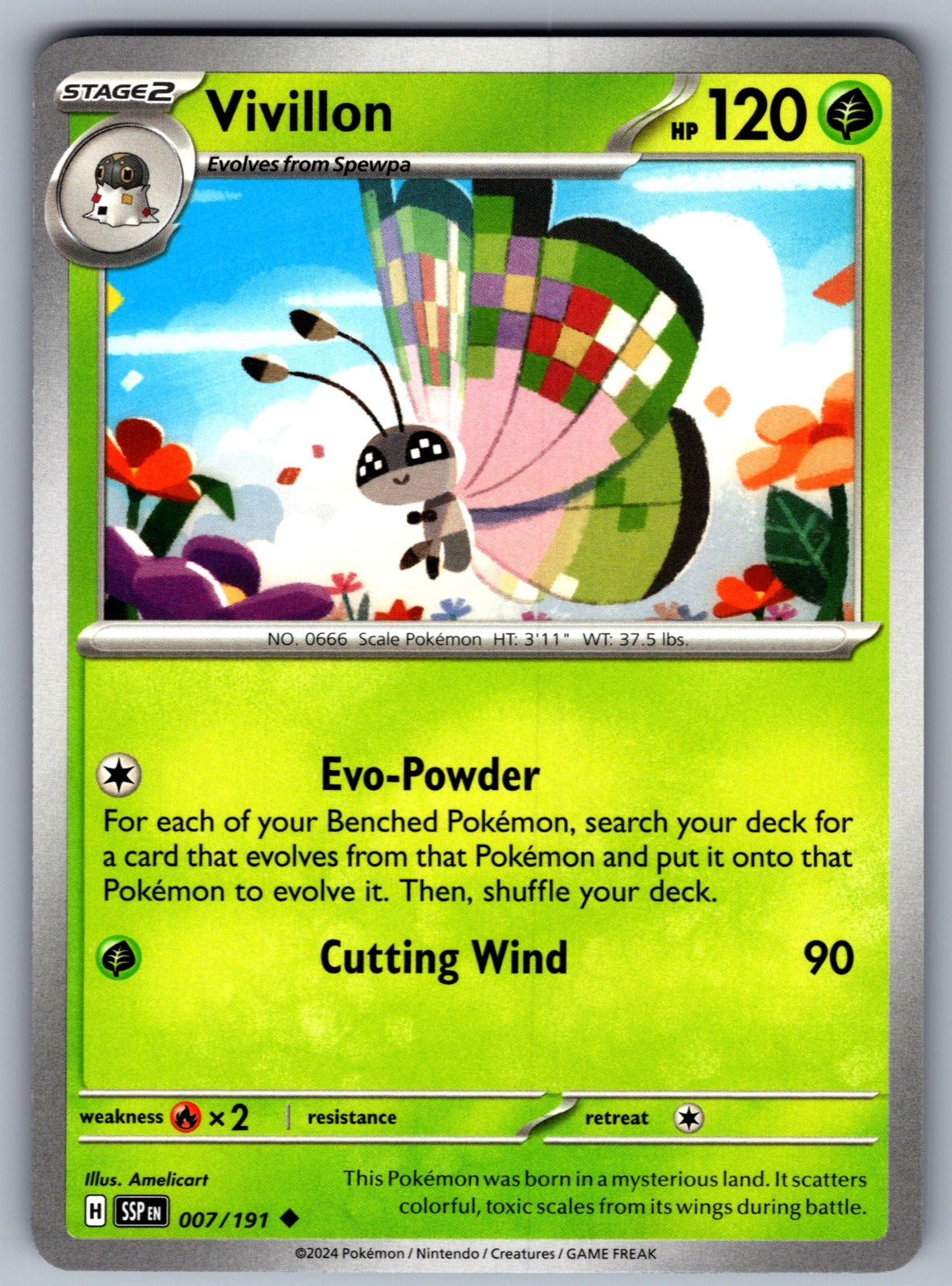 Vivillon Uncommon SV08: Surging Sparks 007/191 NM 2024