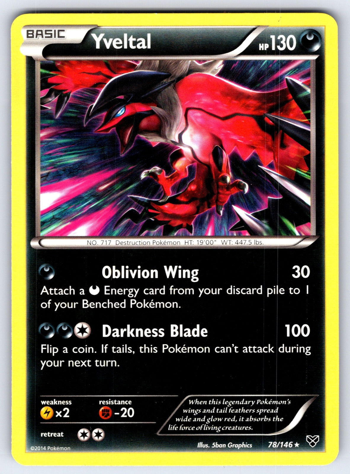 Yveltal Rare XY Base Set 78/146 LP 2014