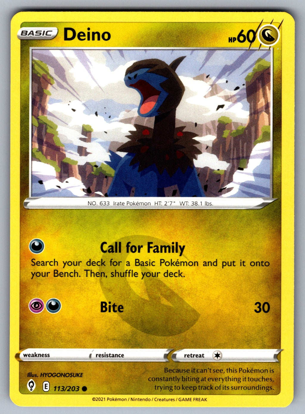 Deino Common SWSH07: Evolving Skies 113/203 NM 2021
