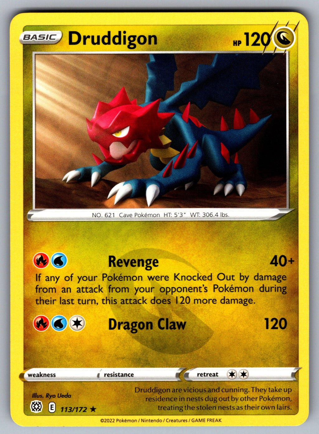 Druddigon Rare SWSH09: Brilliant Stars 113/172 NM 2022