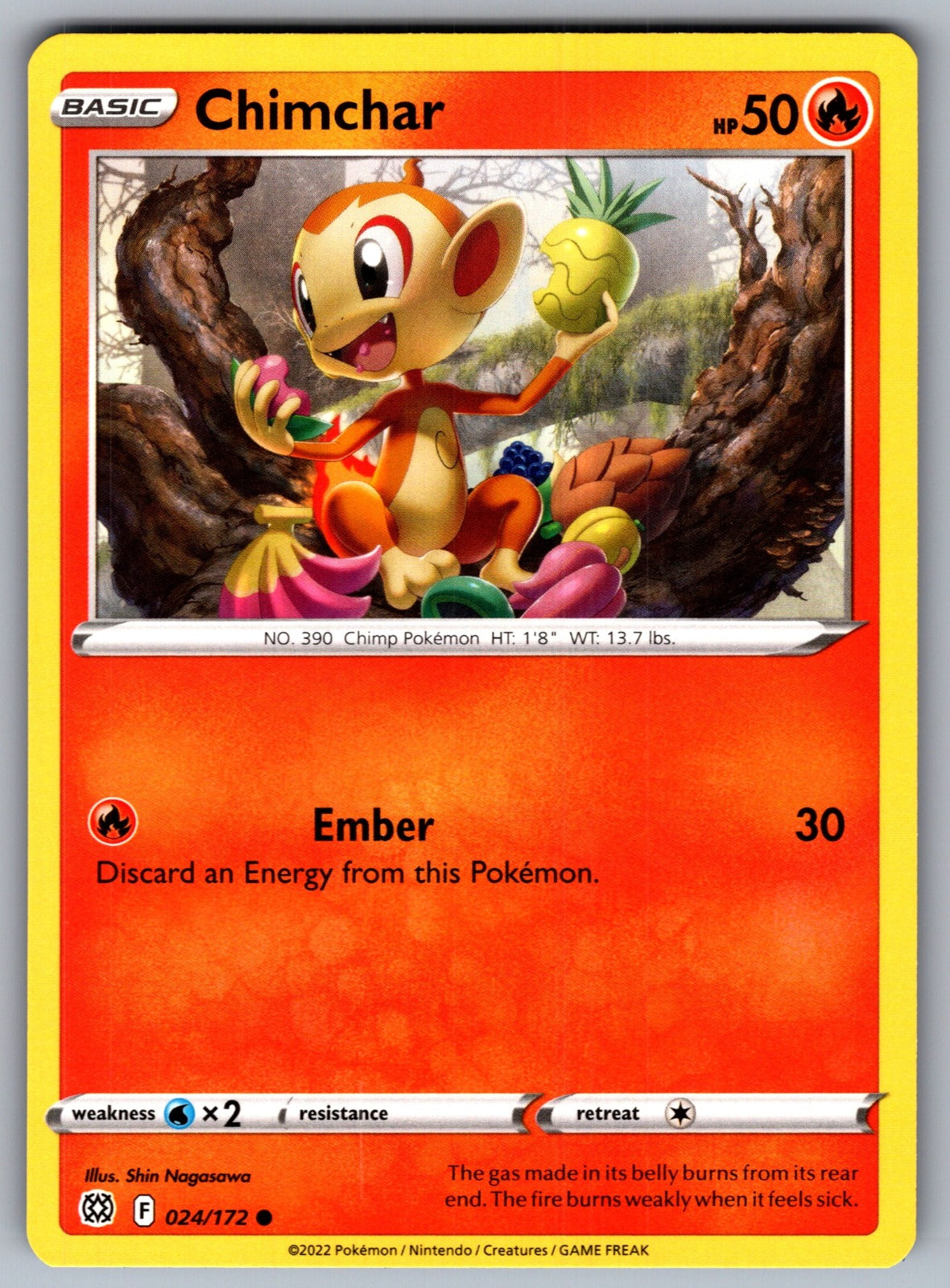 Chimchar Common SWSH09: Brilliant Stars 024/172 NM 2022