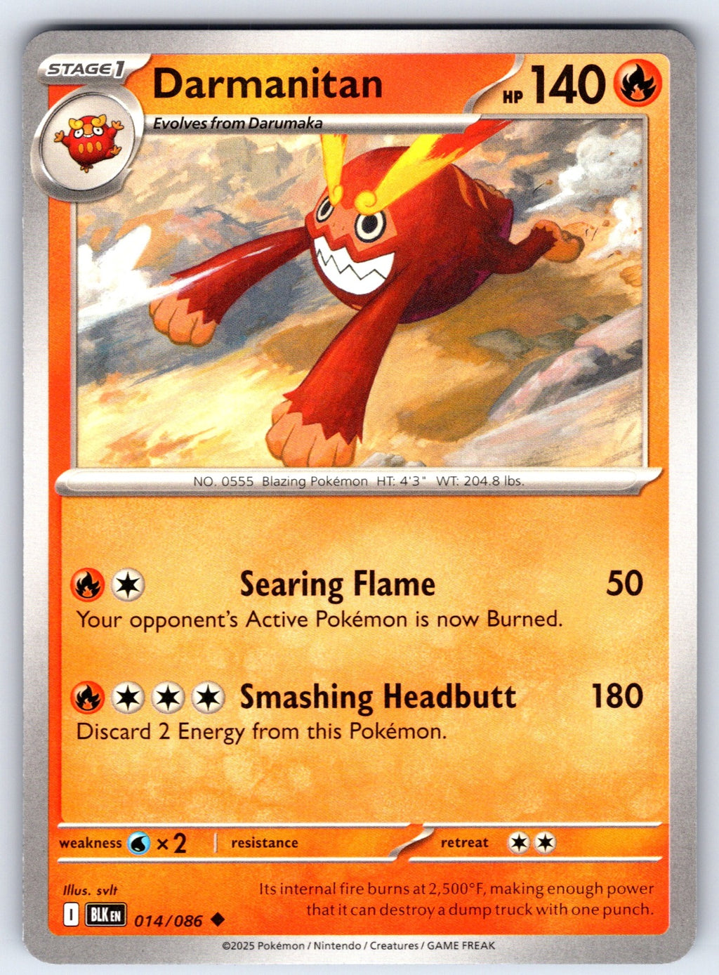 Darmanitan Uncommon SV: Black Bolt 014/086 NM 2025