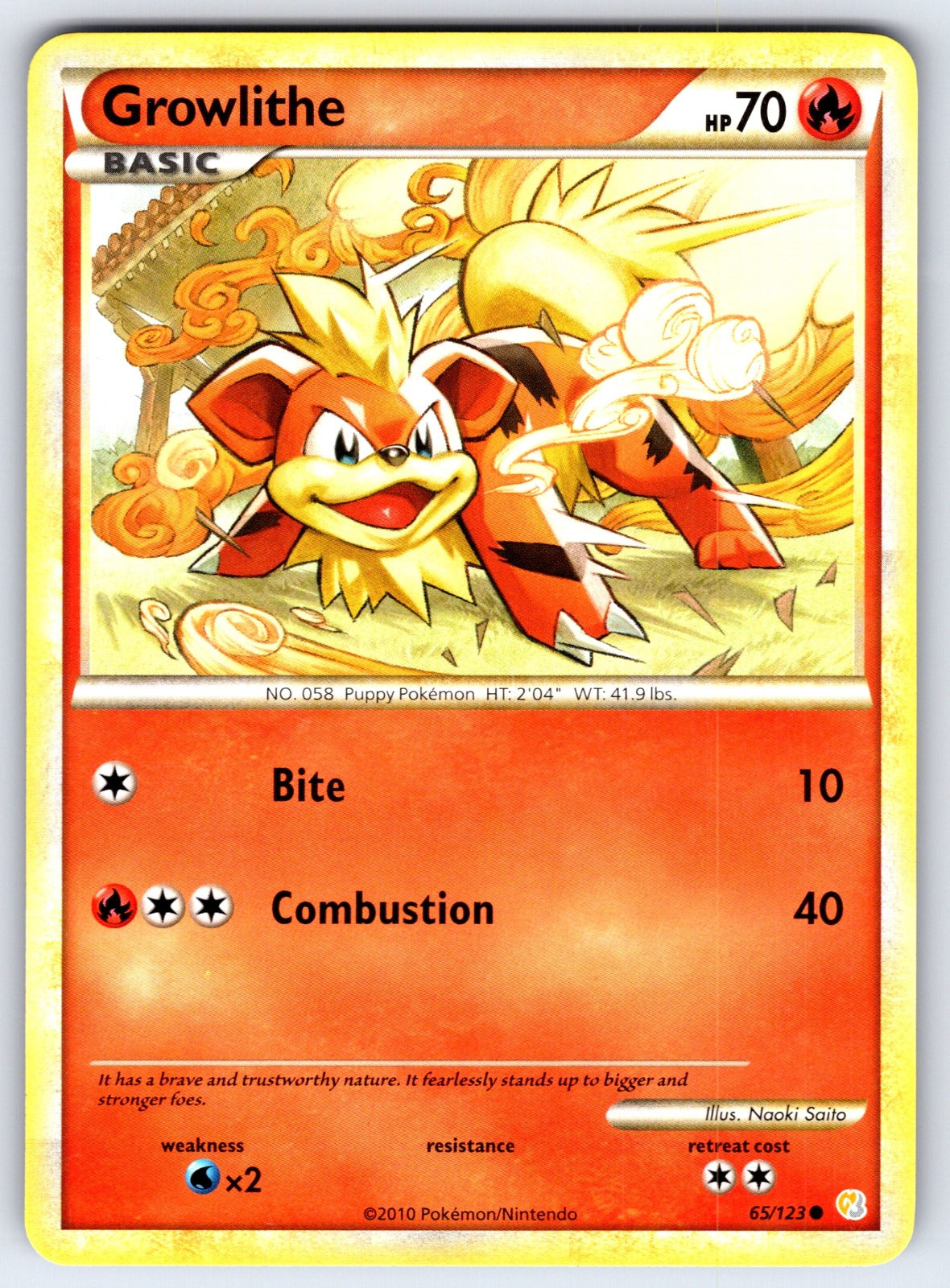 Growlithe Common HeartGold SoulSilver 65/123 NM 2010